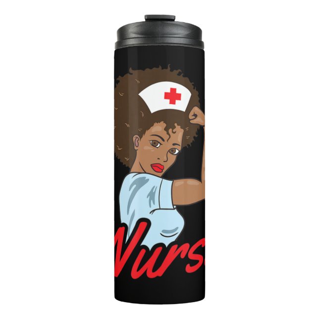 Melanin Black Nurse Bekleidungsgeschenk Afrikanisc Thermosbecher (Vorderseite)