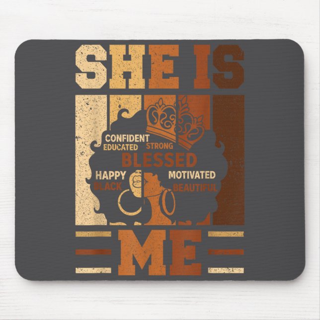Melanin Blessed She Queen Beautiful Afro Black Me  Mousepad (Vorne)