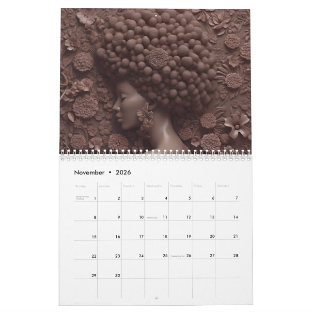 Melanin-Blume aus schwarzem Melanin Kalender (Nov 2026)