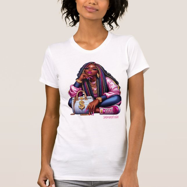 Melanin Chic Hustler Urban Hip Hop Mode Frau T-Shirt (Vorderseite)