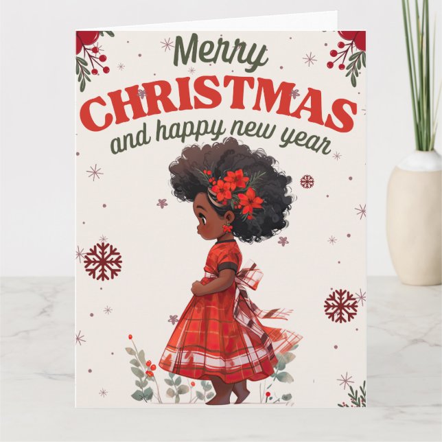 Melanin Christmas Black Girl Magic Xmas Magic Fun Karte (Vorderseite)