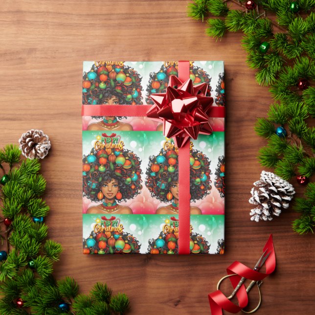 Melanin Christmas Black Queen Melanin Woman Xmas Geschenkpapier (Feiertagsgeschenk)