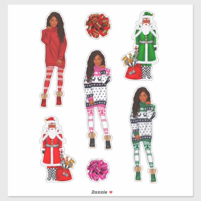 Melanin Christmas Black Queen Xmas Black Girl Magi Aufkleber (Blatt)