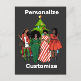 Melanin Christmas Black Sista Personalize Custom Feiertagspostkarte