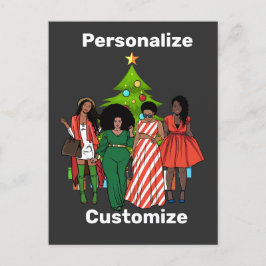 Melanin Christmas Black Sista Personalize Custom Postkarte