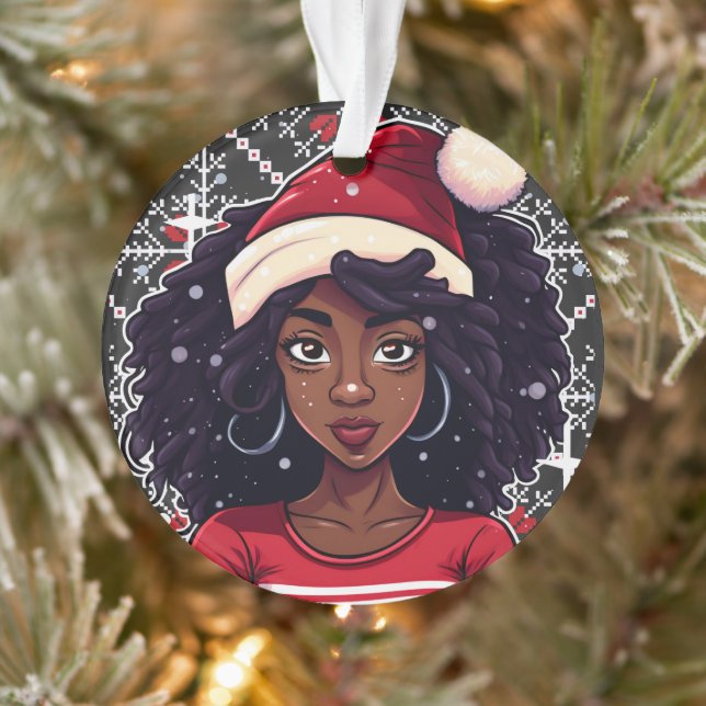 Melanin Christmas Magic Black Girl Woman Sista Ornament (Baum)