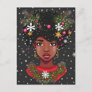 Melanin Christmas Magic Black Girl Woman Sista Postkarte