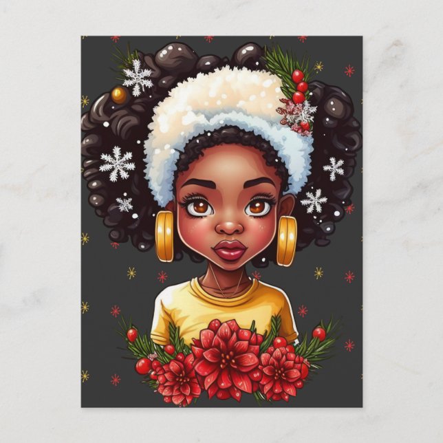 Melanin Christmas Magic Black Girl Woman Sista Postkarte (Vorderseite)