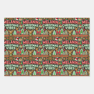 Melanin Christmas Vibes Wrapping Paper Sheets Geschenkpapier Set