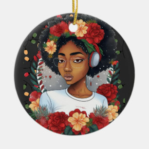 Melanin Christmas Winter Black Girl Magic Sista Keramik Ornament