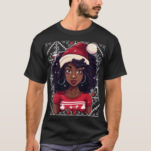 Melanin Christmas Winter Black Girl Magic Sista T- T-Shirt (Vorderseite)