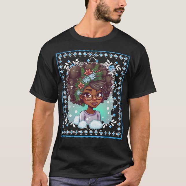 Melanin Christmas Winter Black Girl Magic Sista T- T-Shirt (Vorderseite)
