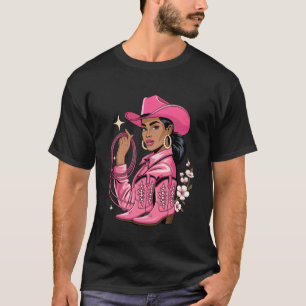 Melanin-Cowgirl-Stiefel Afro-Rodeo Schwarze Geschi T-Shirt