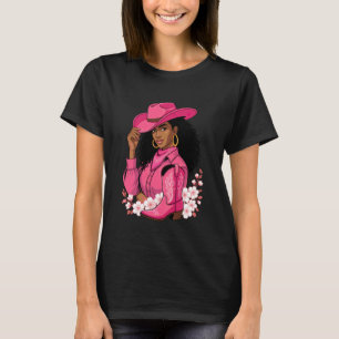 Melanin-Cowgirl-Stiefel Rodeo Western Afro Schwarz T-Shirt