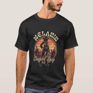 Melanin Cowgirl Swag Retro Western Sonnenuntergang T-Shirt