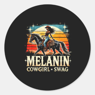Melanin Cowgirl Swag Women African Black History M Runder Aufkleber