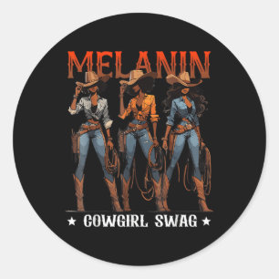 Melanin Cowgirls African Melanin Cowgirl Swag Blac Runder Aufkleber