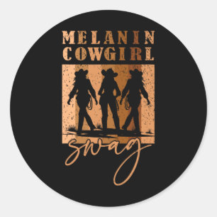 Melanin Cowgirls African Melanin Cowgirl Swag Blac Runder Aufkleber
