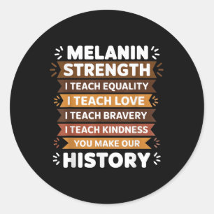Melanin Educator Idee für Women Black Teacher Educ Runder Aufkleber