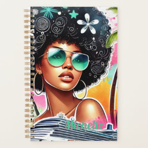 Melanin-Frau - Afro - Tropische Kreuzfahrt/Urlaub Planer
