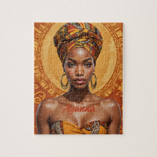 Melanin Frau mit Kopfumschlag - afrikanische Print Puzzle