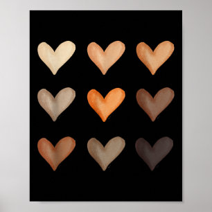 Melanin gefärbte Herzen verschiedene Schattierunge Poster