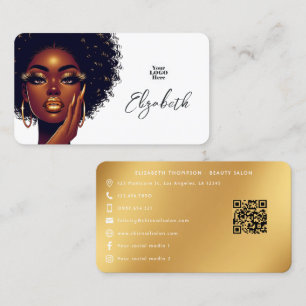 Melanin Glam Salon Branding mit mutigem Afro-Stil Visitenkarte