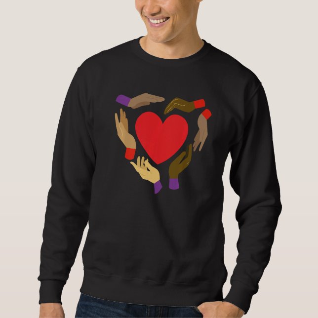 Melanin Hands Heart Valentines Day Black History M Sweatshirt (Vorderseite)
