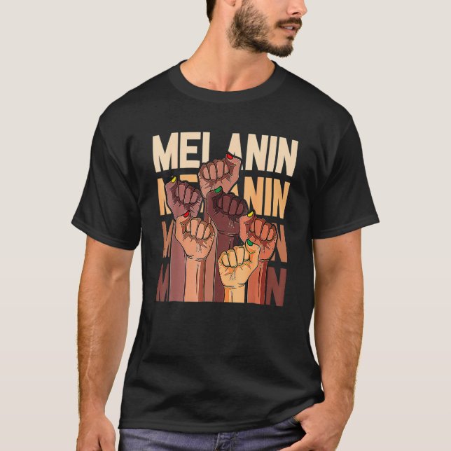 Melanin Leaders Black History Month Power Fist Han T-Shirt (Vorderseite)