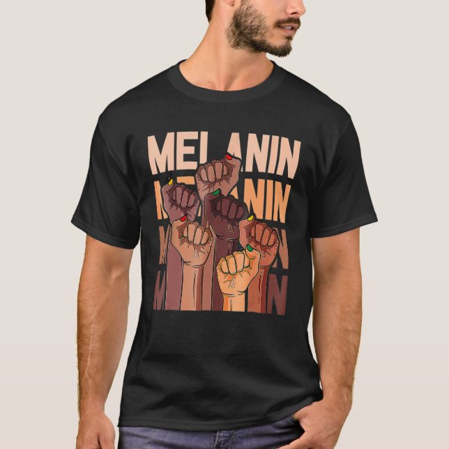 Melanin Leaders Power Fist Hand African Black Hist T-Shirt (Vorderseite)
