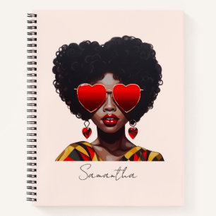 Melanin Magic: Black Queen Rocking Heart Shades Notizbuch