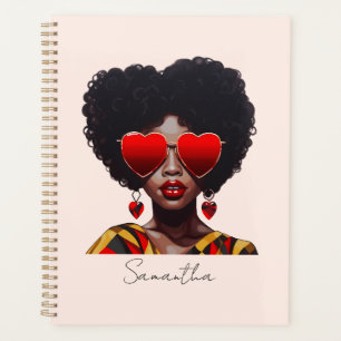 Melanin Magic: Black Queen Rocking Heart Shades Planer