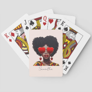Melanin Magic: Black Queen Rocking Heart Shades Spielkarten
