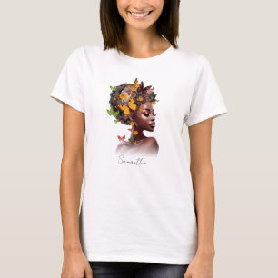 Melanin Magie: Afro Hair und farbenfrohe Schmetter T-Shirt