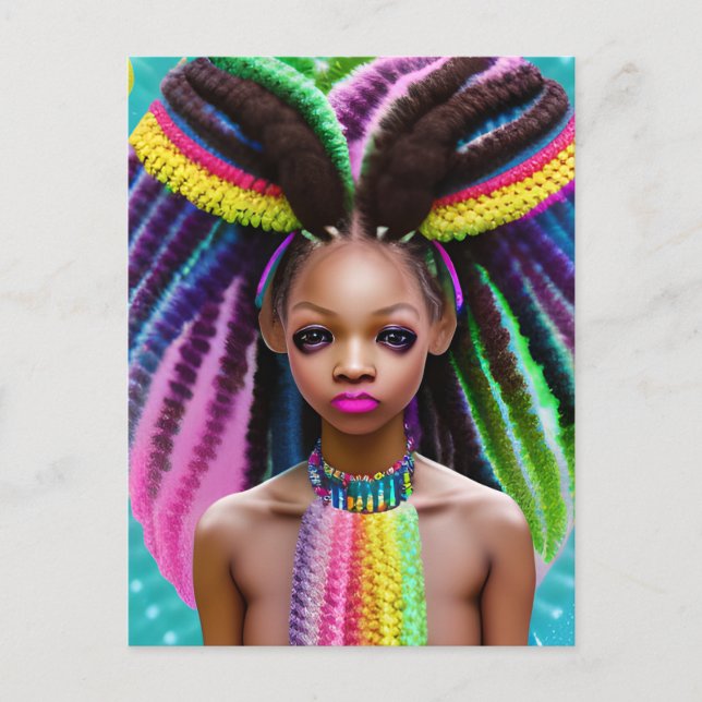 Melanin Oster Rainbow Spring Sista Girl Postkarte (Vorderseite)