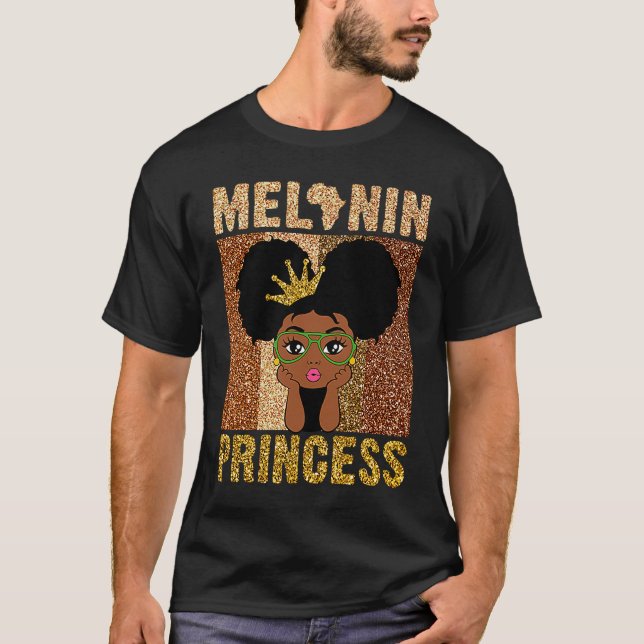 Melanin Princess African American Afro Puff Black  T-Shirt (Vorderseite)