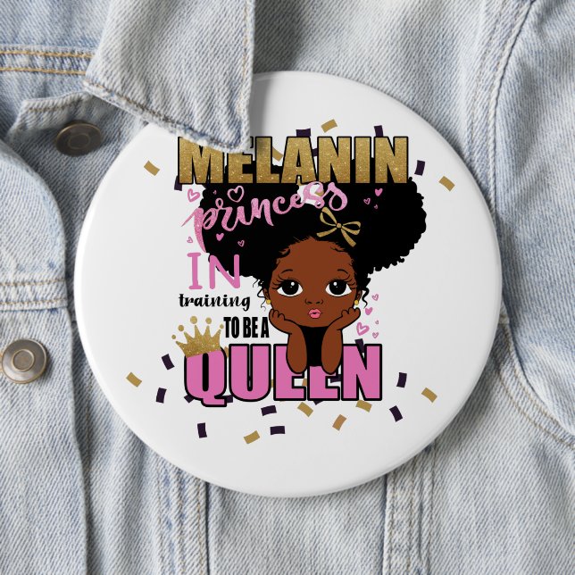 Melanin Princess trainiert, Queen Lilibet Geschenk Button (Beispiel)
