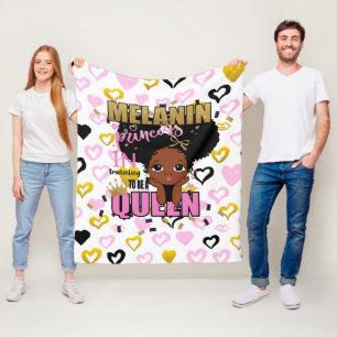 Melanin Princess trainiert, Queen Lilibet Geschenk Fleecedecke