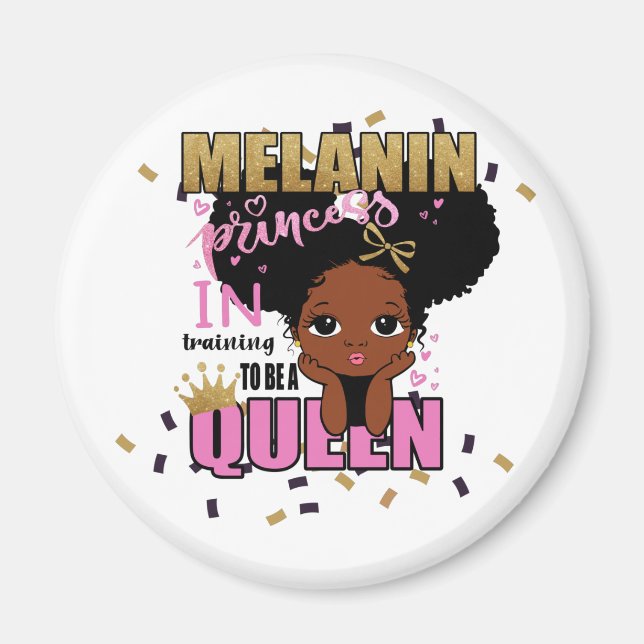 Melanin Princess trainiert, Queen Lilibet Geschenk Magnet (Vorne)