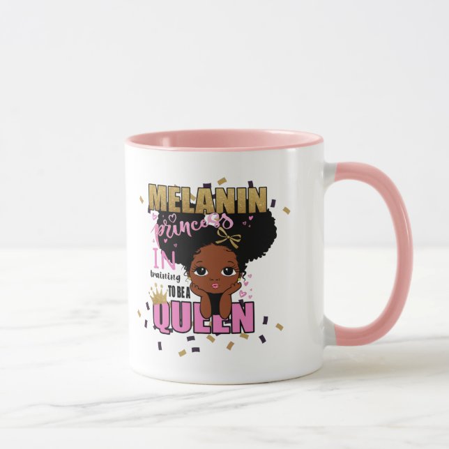 Melanin Princess trainiert, Queen Lilibet Geschenk Tasse (Rechts)