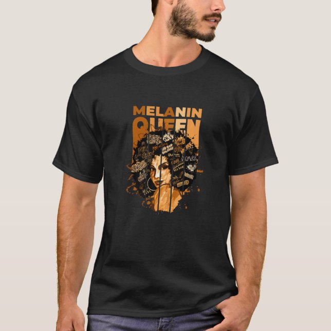 Melanin Queen 100 Melanin Black Afro American Hist T-Shirt (Vorderseite)