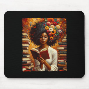 Melanin Queen Afro Womeneducated Reading Book Blac Mousepad