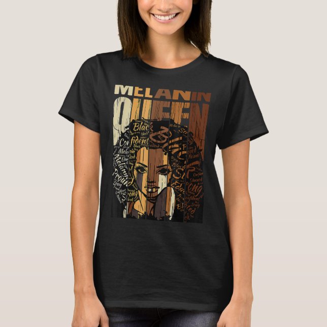 Melanin Queen Black History Month Afro African Pri T-Shirt (Vorderseite)
