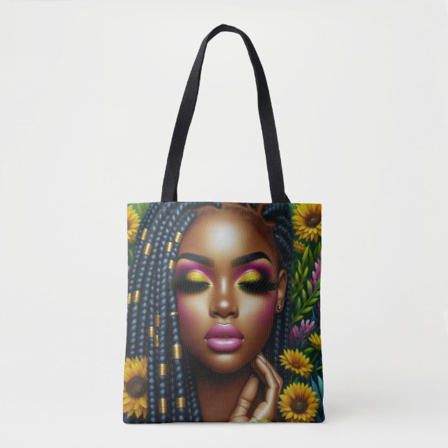 Melanin Queen Floral Tote Bag (Vorderseite)