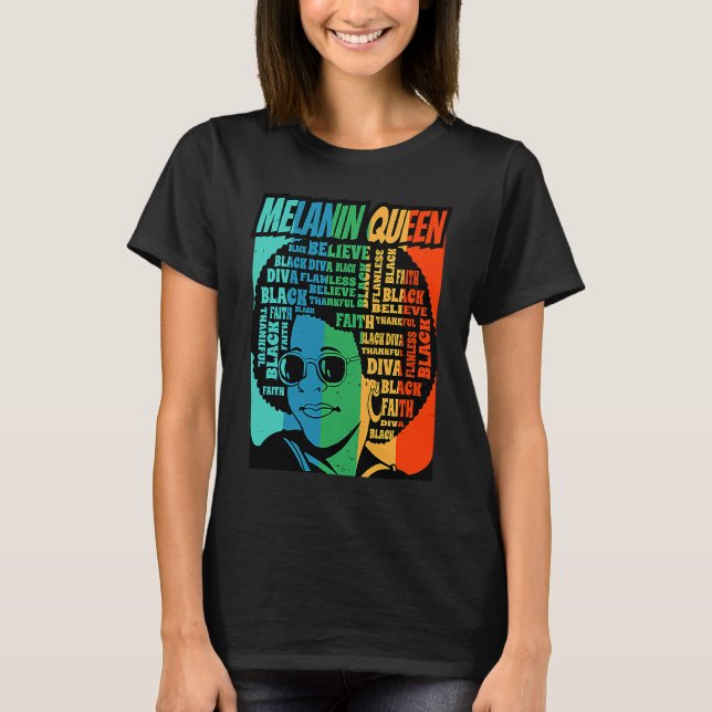 Melanin Queen Hair Lyrics Pride BHM T-Shirt (Vorderseite)