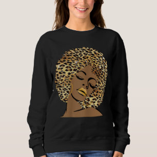 Melanin Queen Leopard Afro Hair African American B Sweatshirt