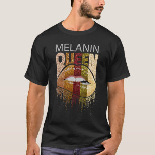 Melanin Queen Pride Afro Brown Lip Black History m T-Shirt