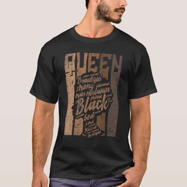Melanin Queen T-Shirt African American Strong Blac (Vorderseite)