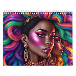 Melanin Schwarze Königin Afroamerikanerin Schweste Kalender