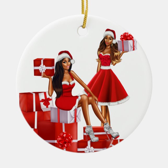 Melanin Sista Black Girl Magic Brown Skin Girls Keramik Ornament (Vorne)